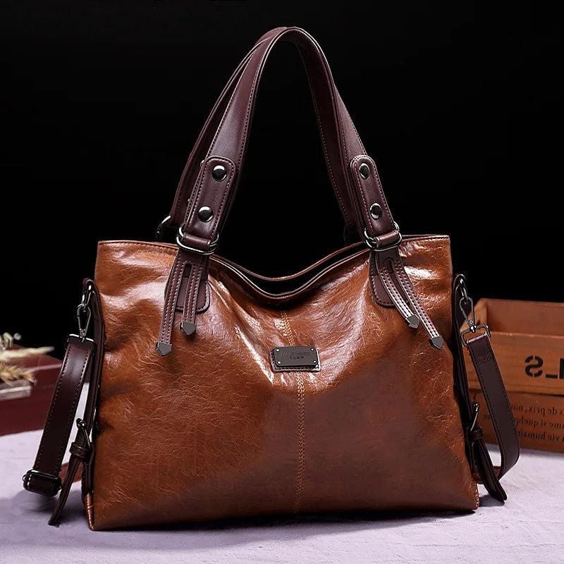 2024 Luxe Leather Casual Tote Bag for Women | Soft Leather Shoulder Bag, Vintage