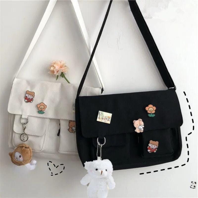 Cute Canvas Crossbody Bag for Women – Wild Student Shoulder Bag, Japanese Harajuku