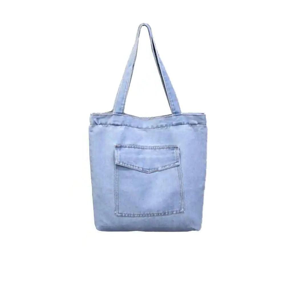 Denimica™ Large Capacity Denim Shoulder Bag – Fashionable Solid Color Canvas Handbag