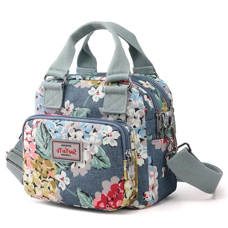 FloraPrint™ Women's Crossbody Bag – Portable Multi-Pocket Nylon Shoulder & Messenger Bag with Flower Print