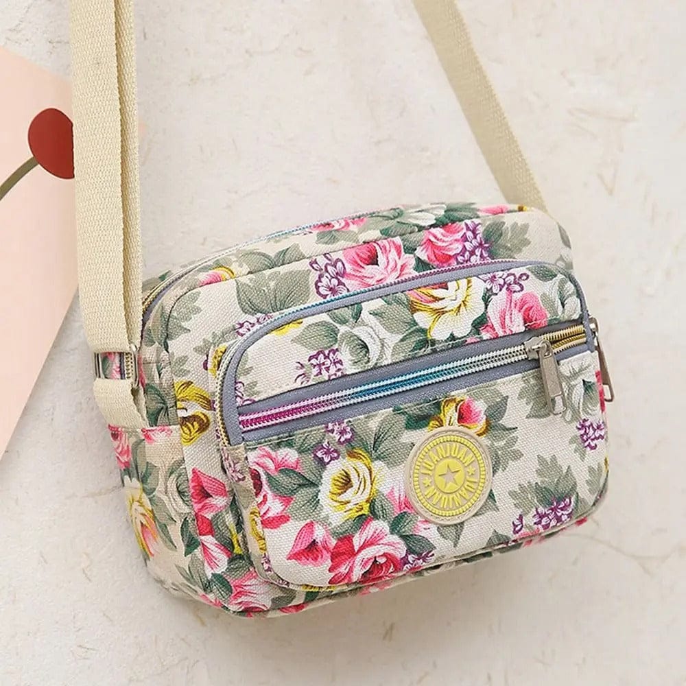 FloraVibe™ Multi-Layered Floral Print Nylon Shoulder Bag