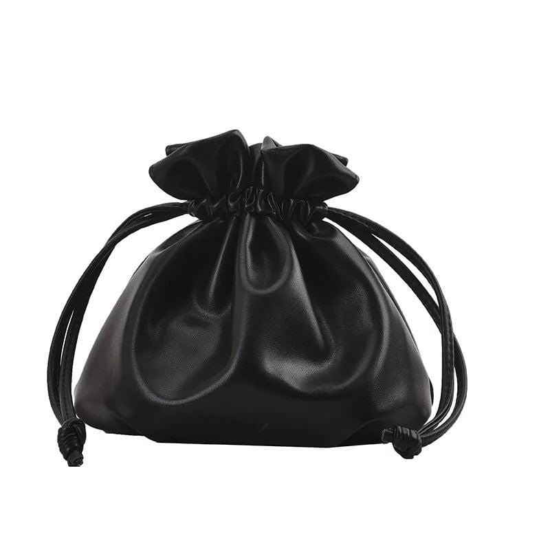 Korean Fashion Lady Shoulder Bag | Cute Drawstring Bucket Crossbody Bag for Women, Solid