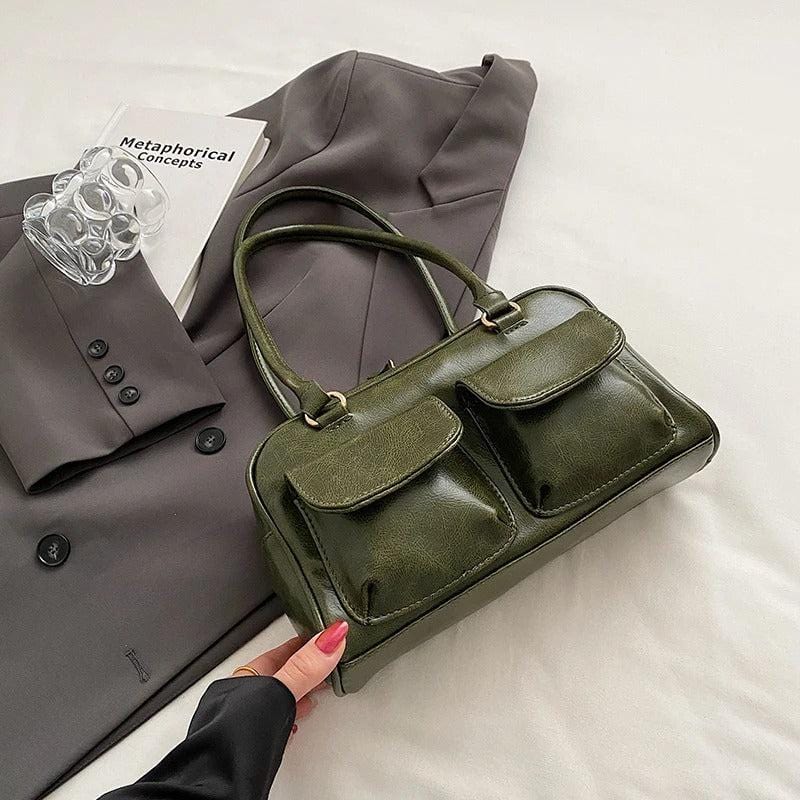 LEFTSIDE Small Double Pockets Shoulder Bag for Women – 2023 Trendy Designer Underarm Handbag & Purse