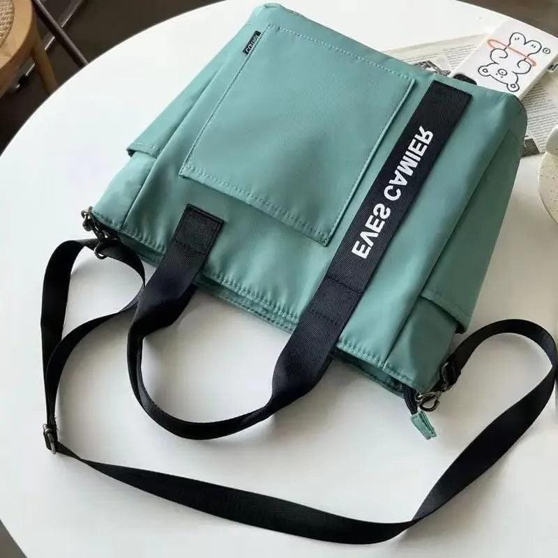 NavyTote Large Capacity Casual Tote Bag – Waterproof Nylon Canvas Messenger Bag for Schoolgirls