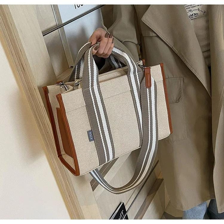 RetroChic Large-Capacity Canvas Tote Bag – 2024 Trendy One-Shoulder Commuter Bag for Women