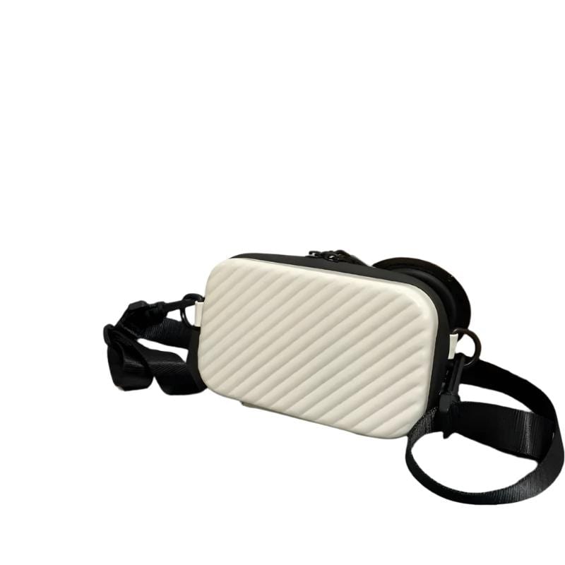 StriFlex Lightweight Box Bag – Trendy Diagonal Striped PU Leather Messenger Bag for Men & Women