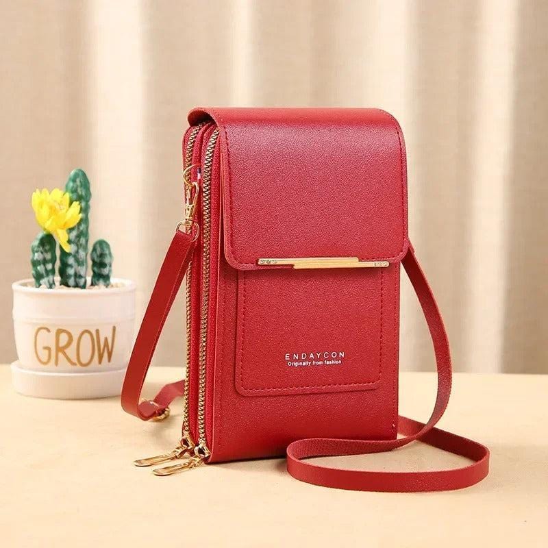 Touch Screen Cell Phone Purse - Soft Leather Crossbody Handbag for Women
