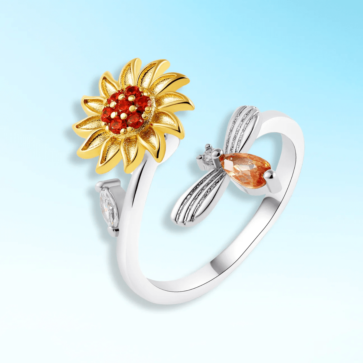 Flower Spinning Bee Ring
