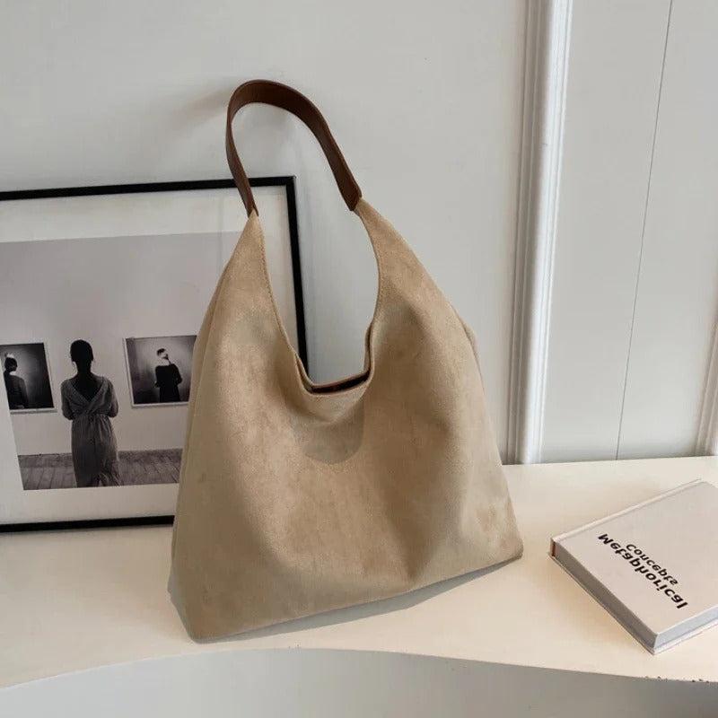 Vintage Suede Shoulder Bag – Large Capacity Autumn & Winter Women’s Commuter Bag,