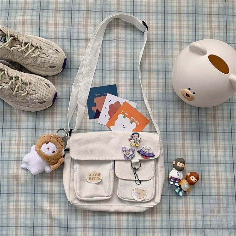 Cute Canvas Crossbody Bag for Women – Wild Student Shoulder Bag, Japanese Harajuku