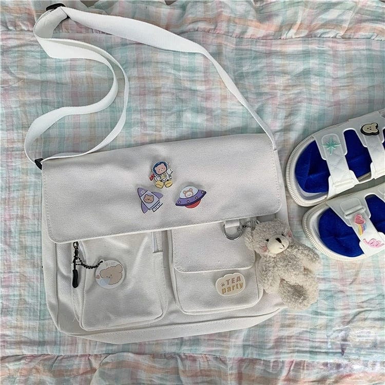 Cute Canvas Crossbody Bag for Women – Wild Student Shoulder Bag, Japanese Harajuku