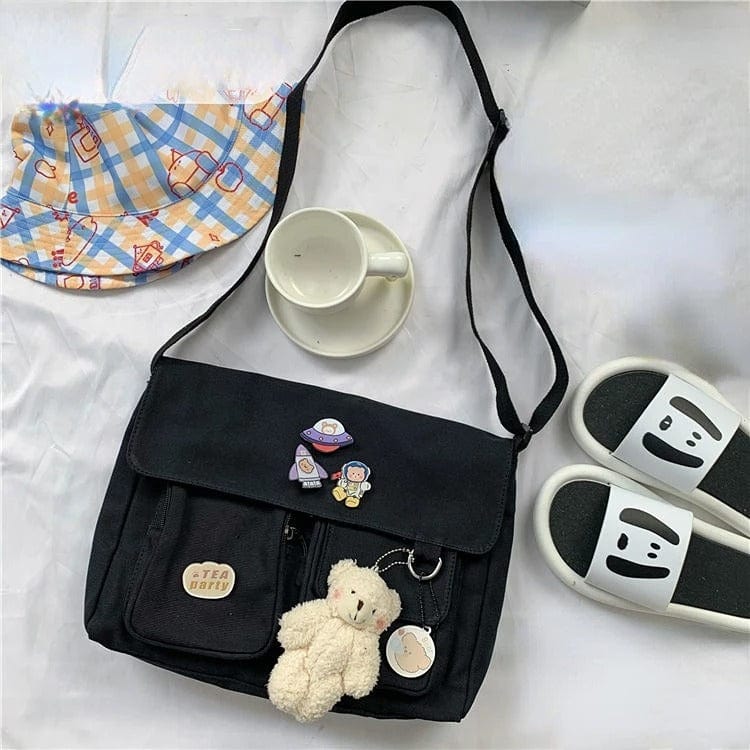 Cute Canvas Crossbody Bag for Women – Wild Student Shoulder Bag, Japanese Harajuku