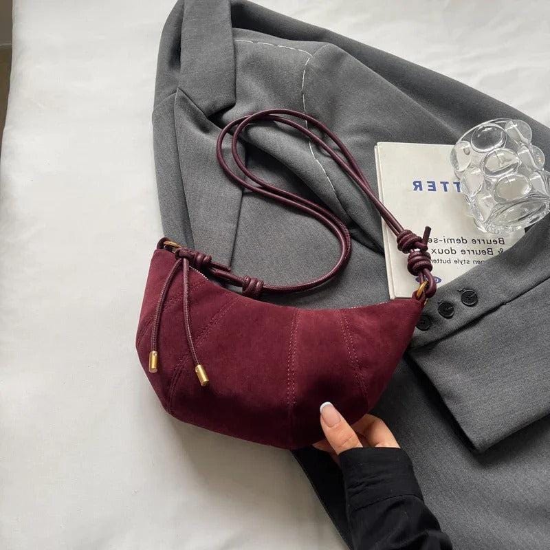  LEFTSIDE 2024 Retro Solid Color Leather Shoulder Bag - Stylish Korean Fashion Crossbody Purse for Women